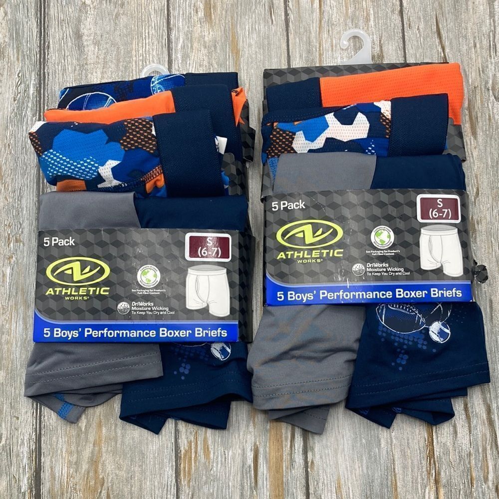 Boys Performance Lightweight Breathable Boxer Briefs Underwear 9 Pair Size S